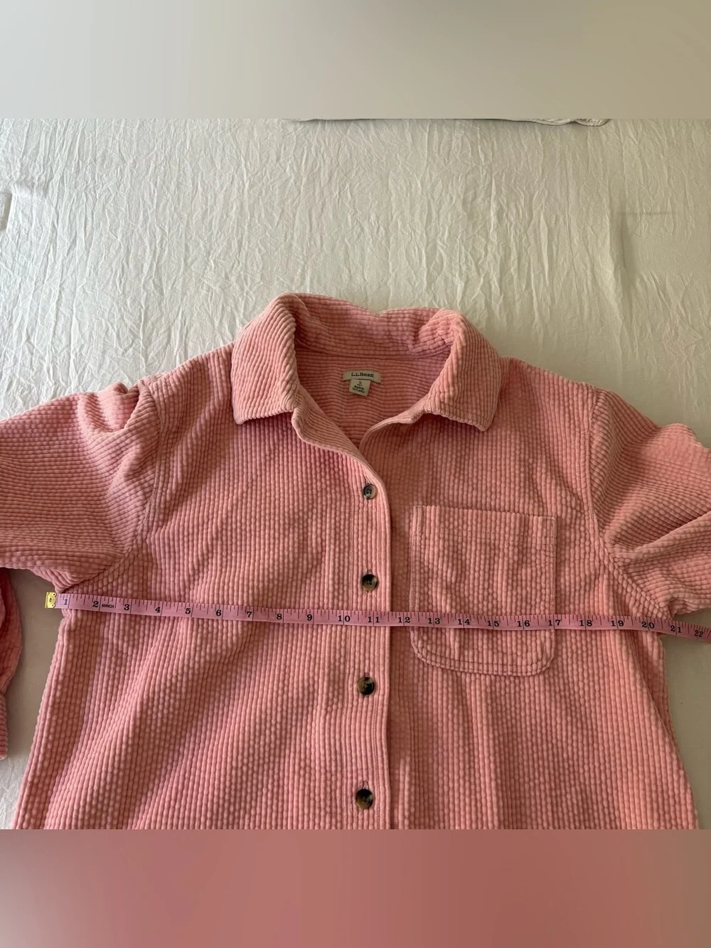 L.L. Bean Women’s Pink Corduroy Cotton Button-Up Shacket